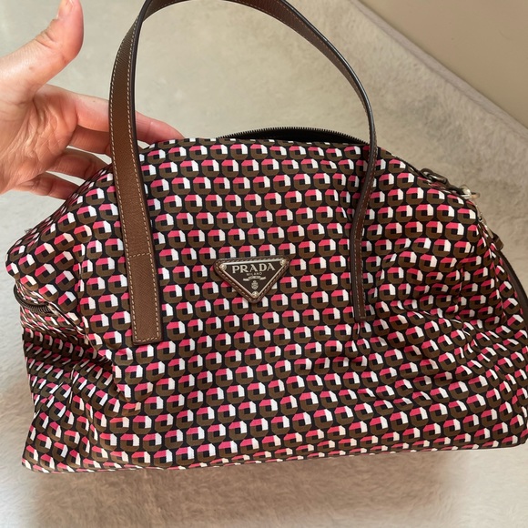 Prada Tessuto Stampat hand bag with leather shoulder strap - Picture 8 of 13